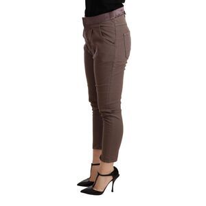 CYCLE Brown Mid Waist Cropped Skinny Stretch Women's Trouser